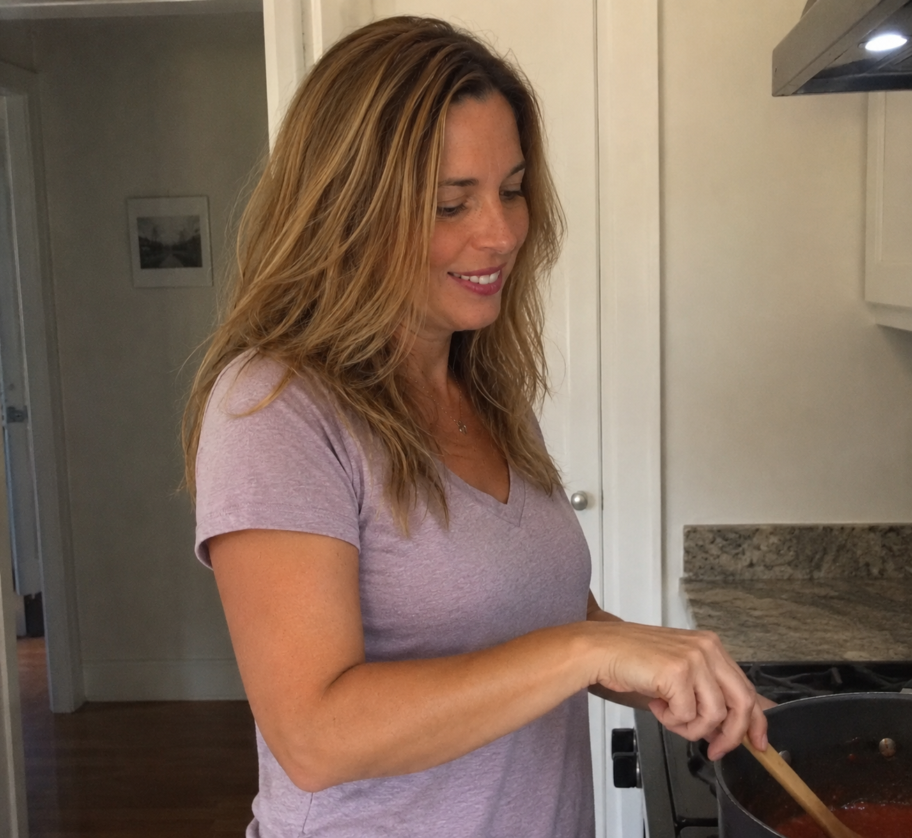 Tabby in her kitchen